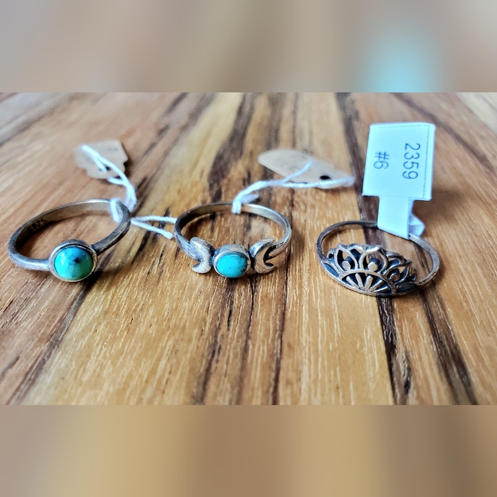 Silver Turquoise Ring Set - Picture 2 of 3